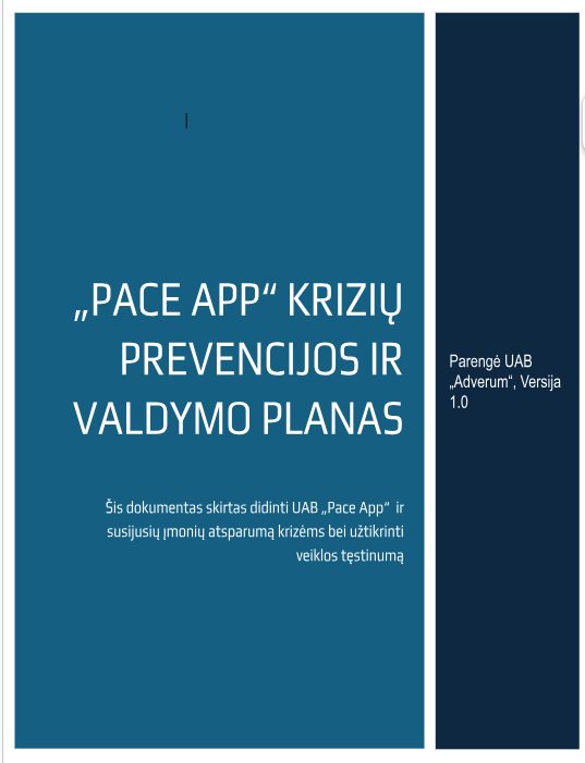 PACE APP KRIZIŲ PREVENCIJOS IR KOMUNIKACIJOS PLANAS